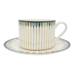 PEACOCK TURQUOISE Tea Coffee Cup With Saucer